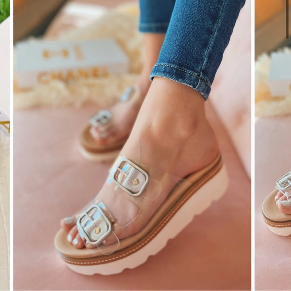 Chinese Laundry Shoes - NEW without Box Chinese Laundry Surfs Up Jelly Wedge Sandal Clear Size 8.5